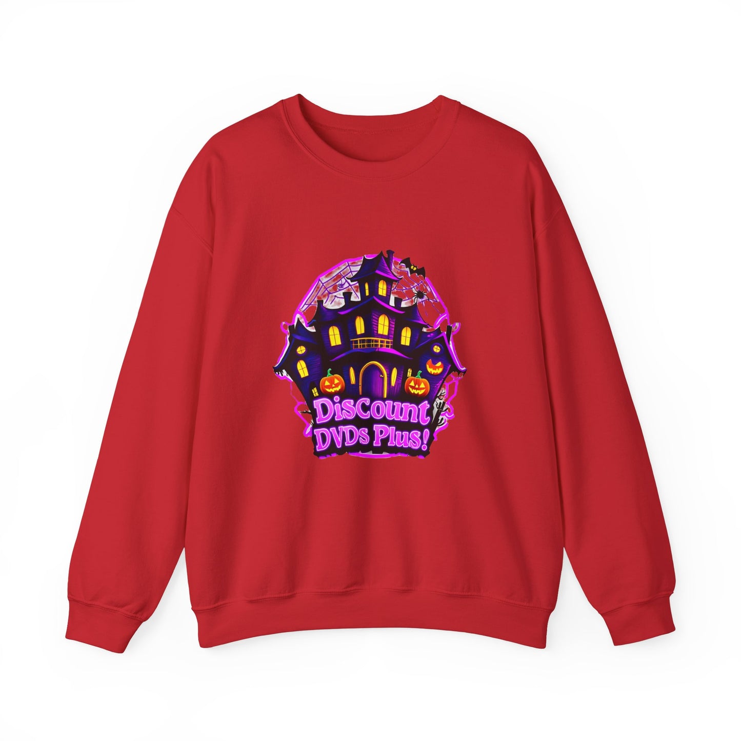 Sudadera unisex de cuello redondo Heavy Blend™ con logotipo de DDP! en la parte delantera y trasera