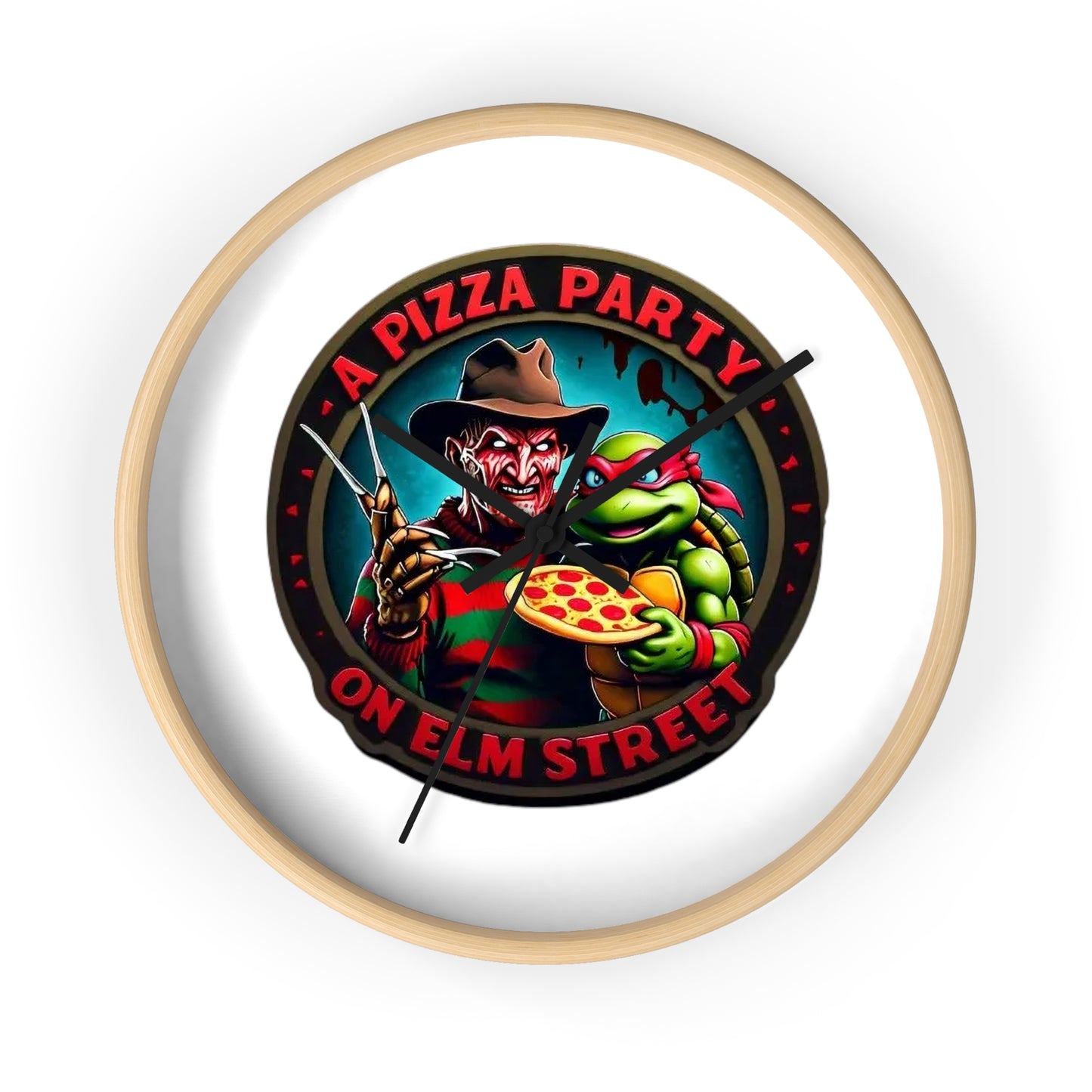 A Pizza Party on Elm Street Wall Clock