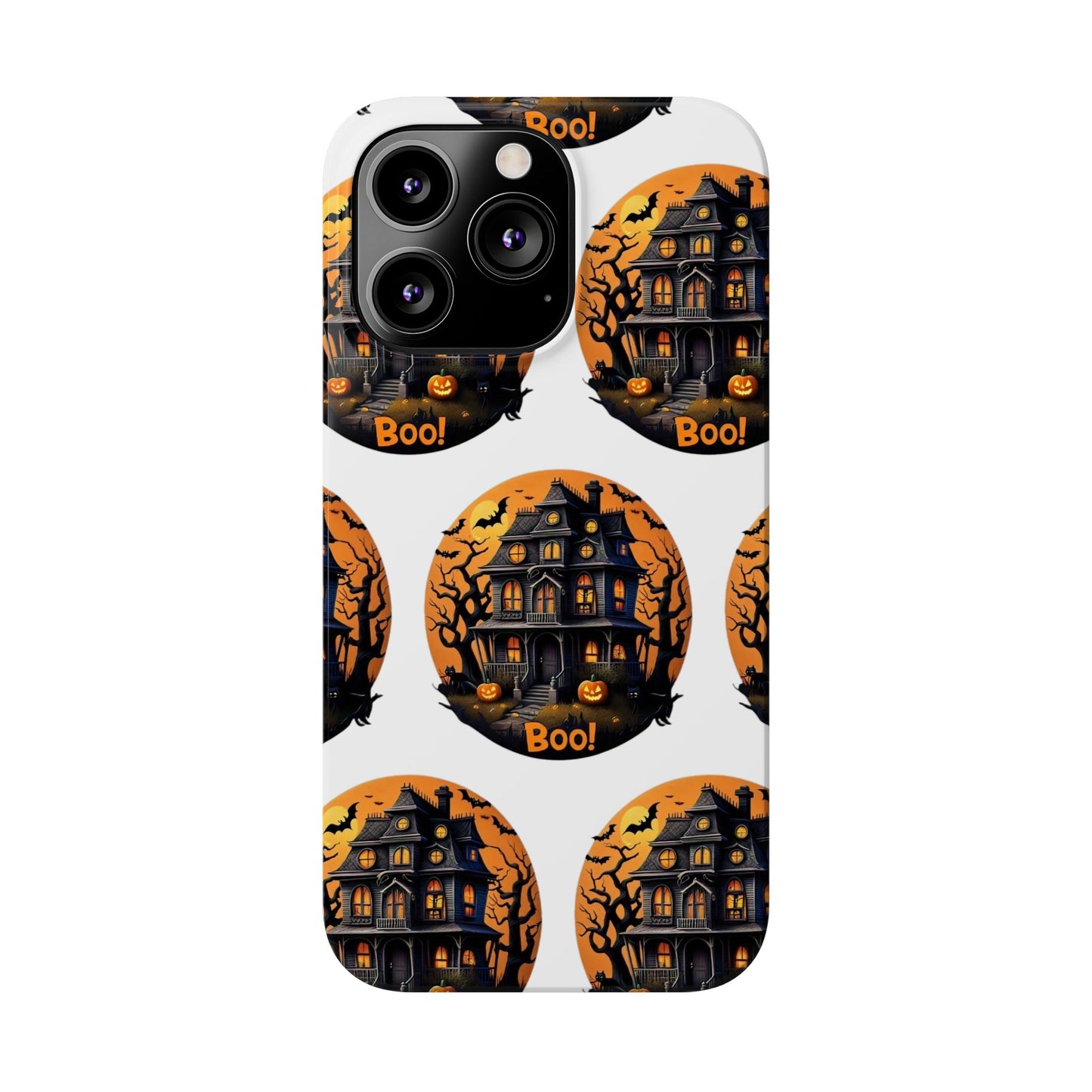 Haunted Halloween House Pattern Slim Phone Cases