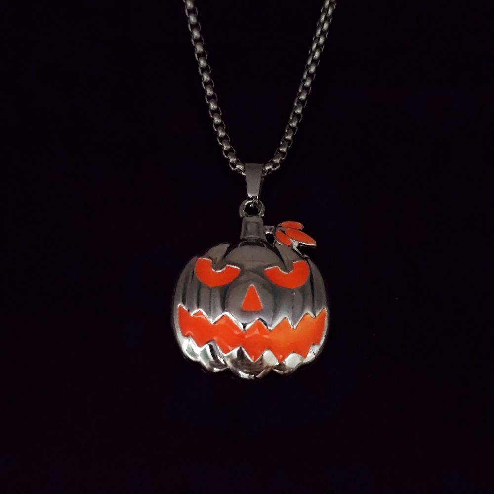 Halloween Ghost Festival Accessories Luminous Pumpkin Pendant Necklace Orange Light