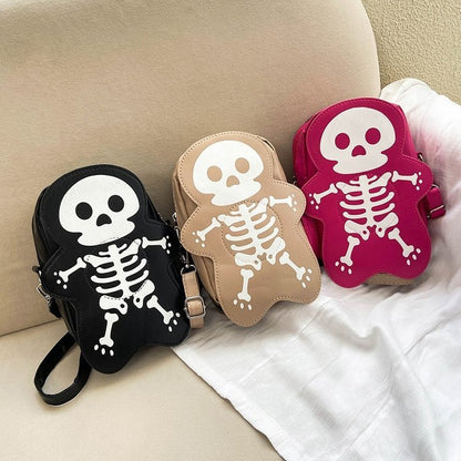 Bolso de hombro con diseño de calavera de Halloween para niñas, divertido y lindo bolso bandolera tipo mensajero para mujer, bolso pequeño para teléfono