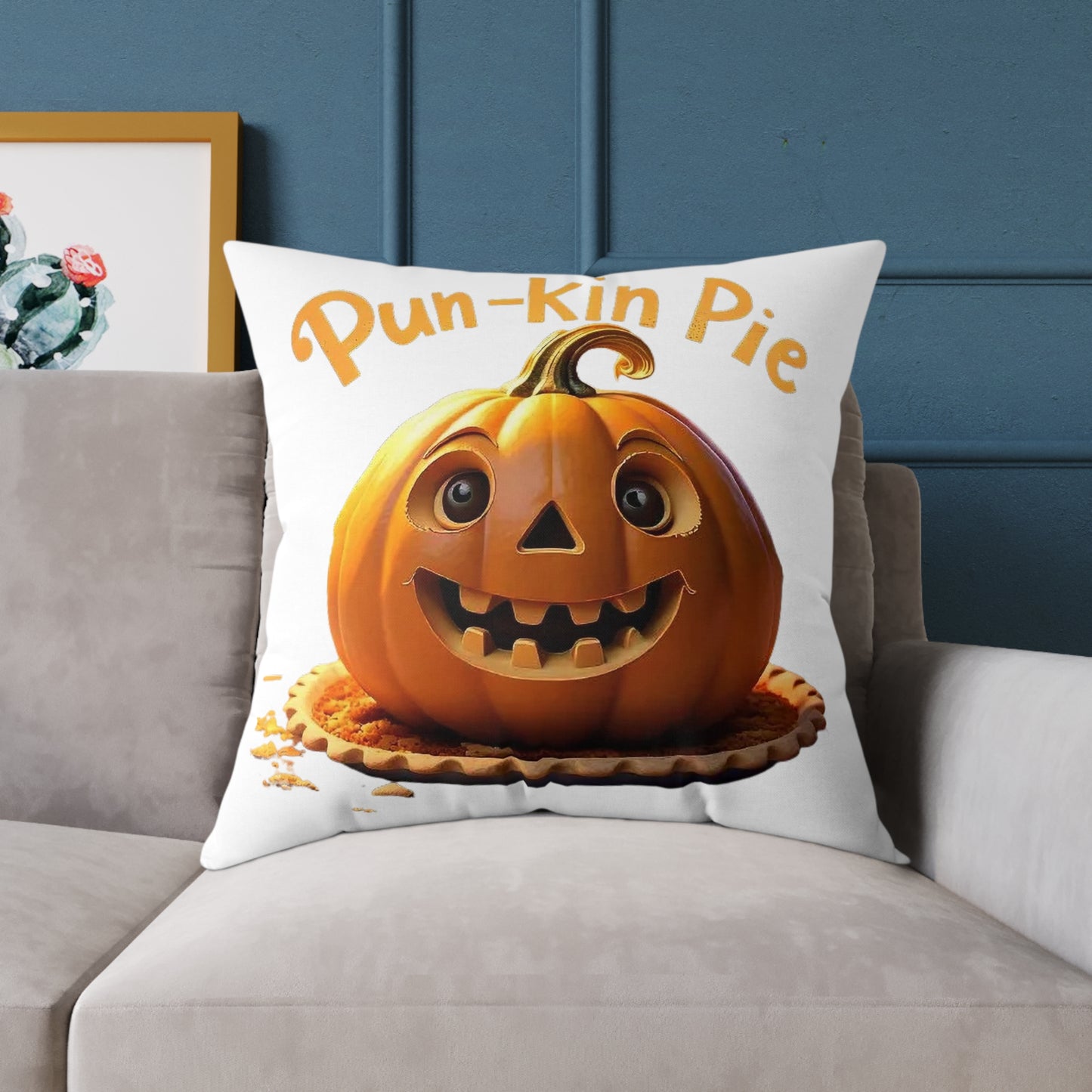 Pun-Kin Pie Design Square Poly Canvas Pillow