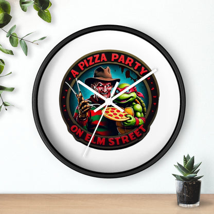 A Pizza Party on Elm Street Wall Clock