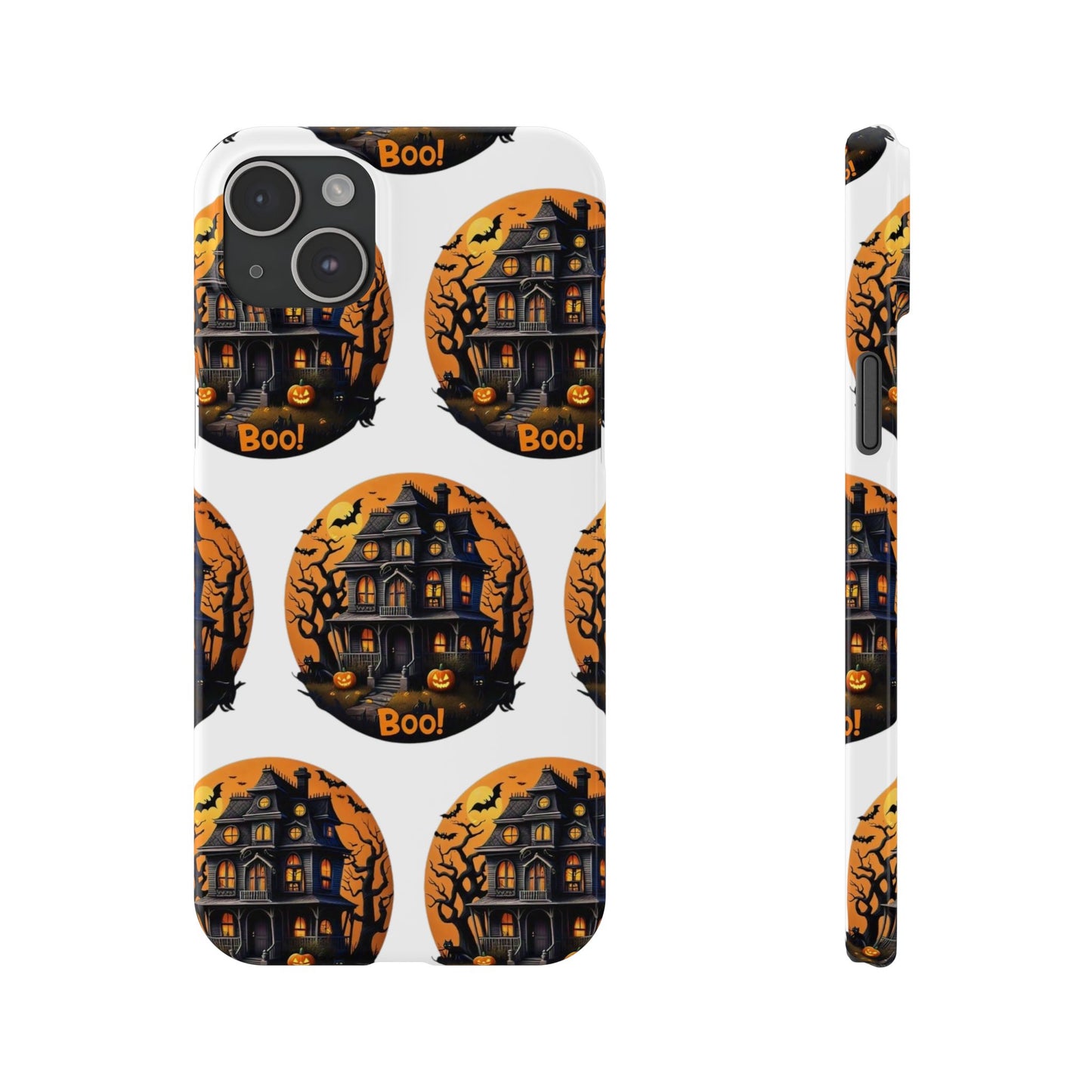 Haunted Halloween House Pattern Slim Phone Cases