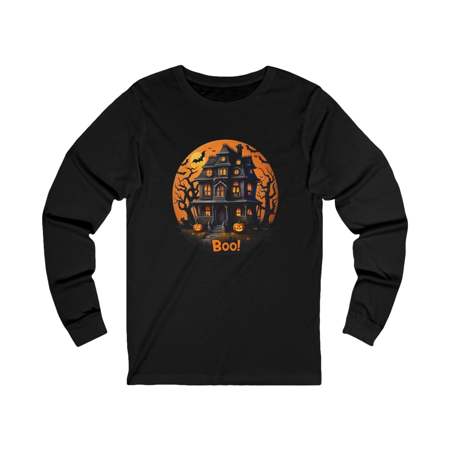 Haunted Halloween House Unisex Jersey Long Sleeve Tee