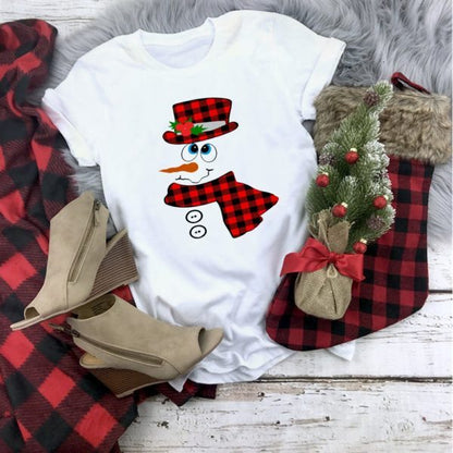 Women's Christmas Movie Print Crew Neck T-shirt