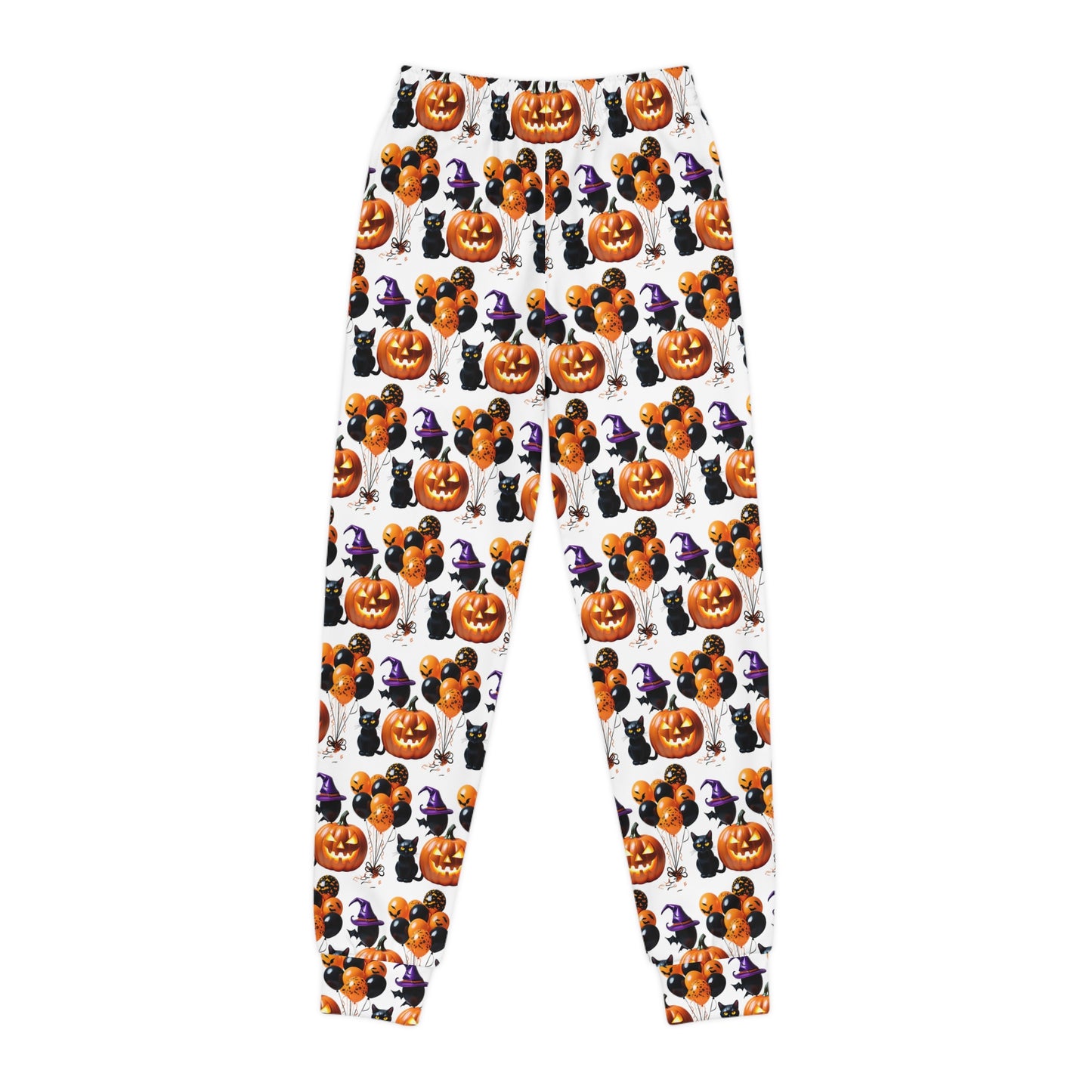 Halloween Pumpkin and Cat Youth Joggers - Spooky Comfort for Everyday