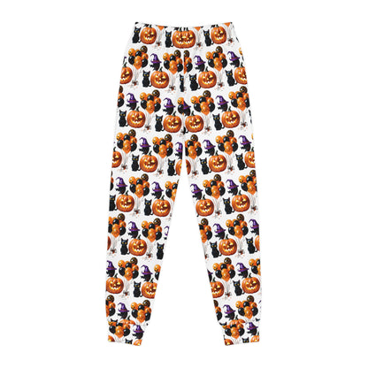 Halloween Pumpkin and Cat Youth Joggers - Spooky Comfort for Everyday