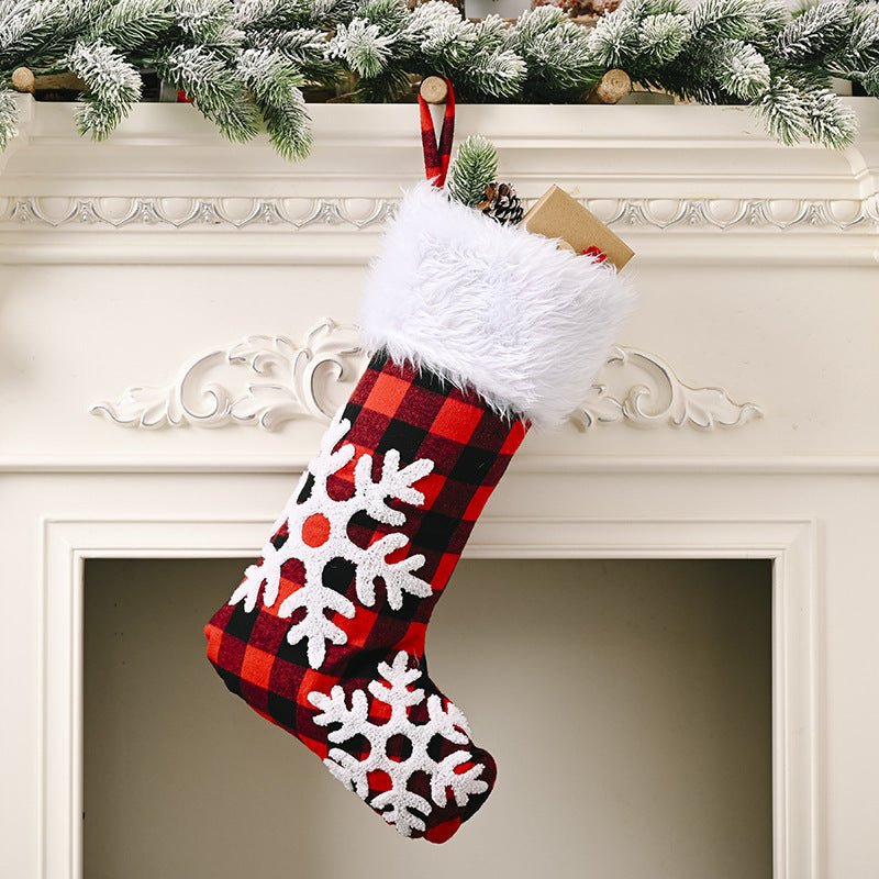 Christmas Festival Decoration Supplies Red And Black Plaid Christmas Stockings Pendant