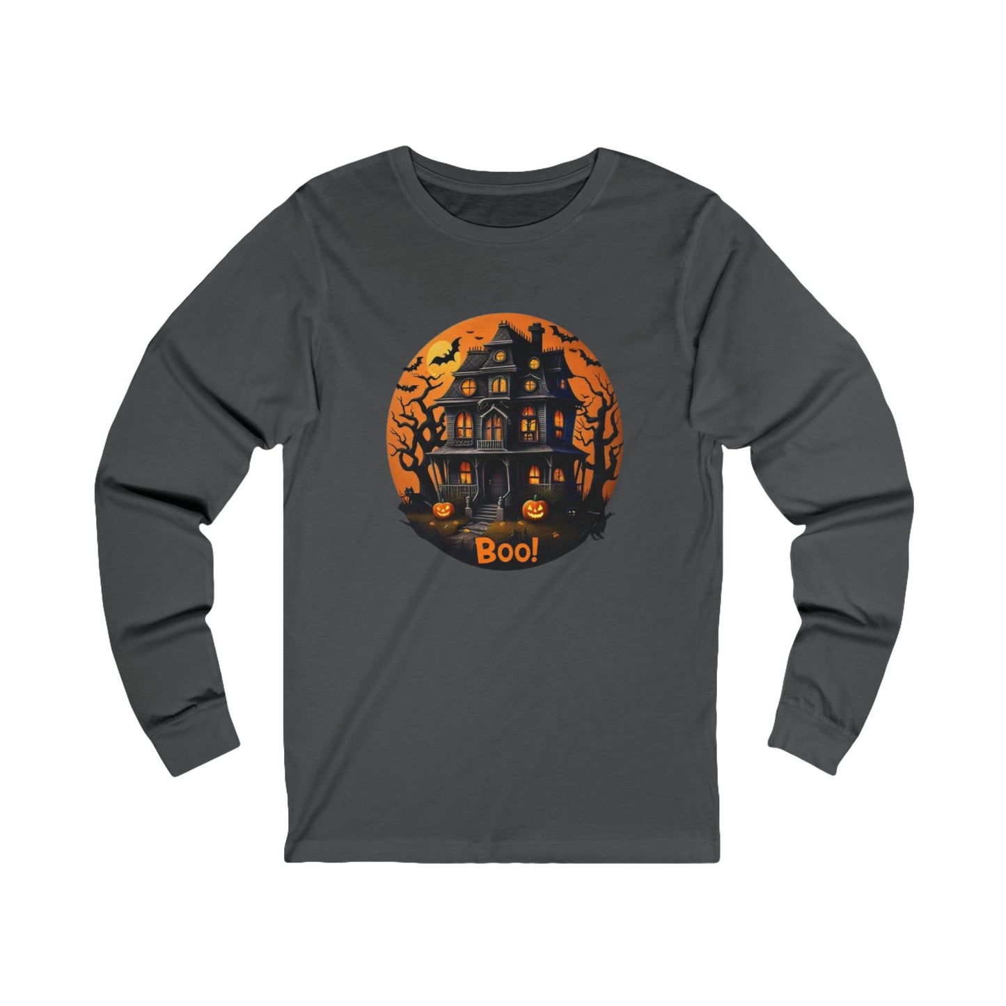 Haunted Halloween House Unisex Jersey Long Sleeve Tee