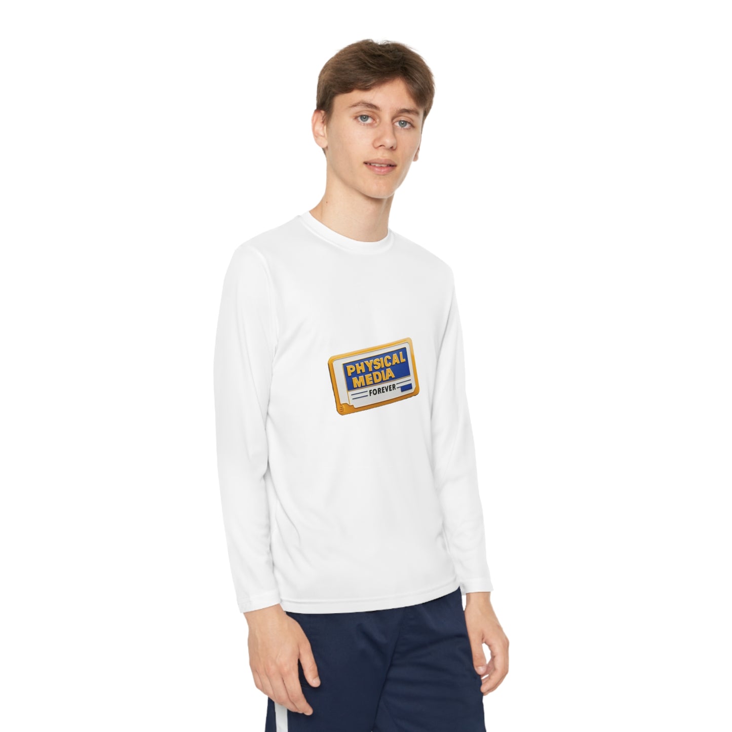 Physical Media Forever! Youth Long Sleeve Competitor Tee