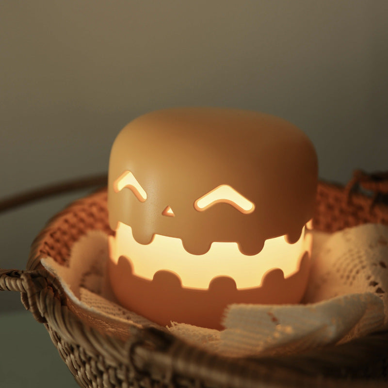 Lámpara de calabaza para mesita de noche, divertida decoración de Halloween, luz ambiental