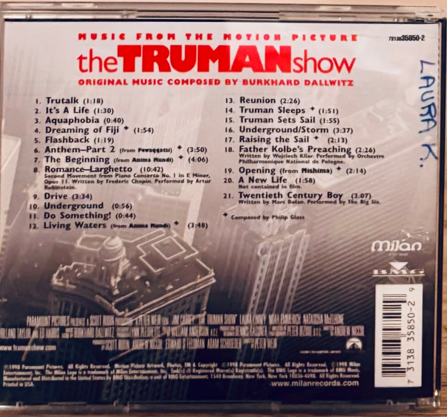 The Truman Show: Music From The Motion Picture (CD 1998) Paramount Soundtrack