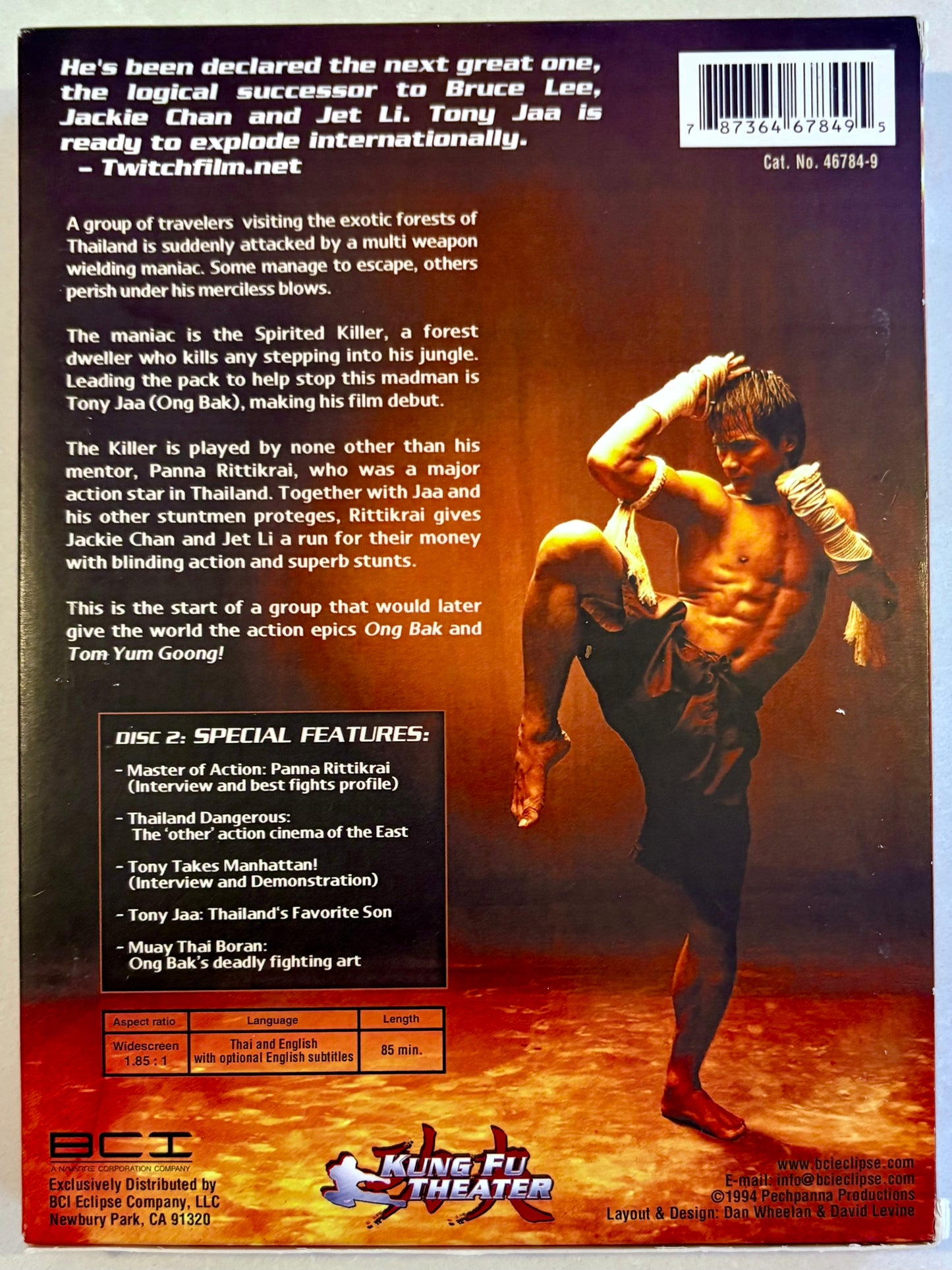 Spirited Killer (DVD, 1994) Acción/Artes marciales Tony Jaa con funda protectora EN/TH