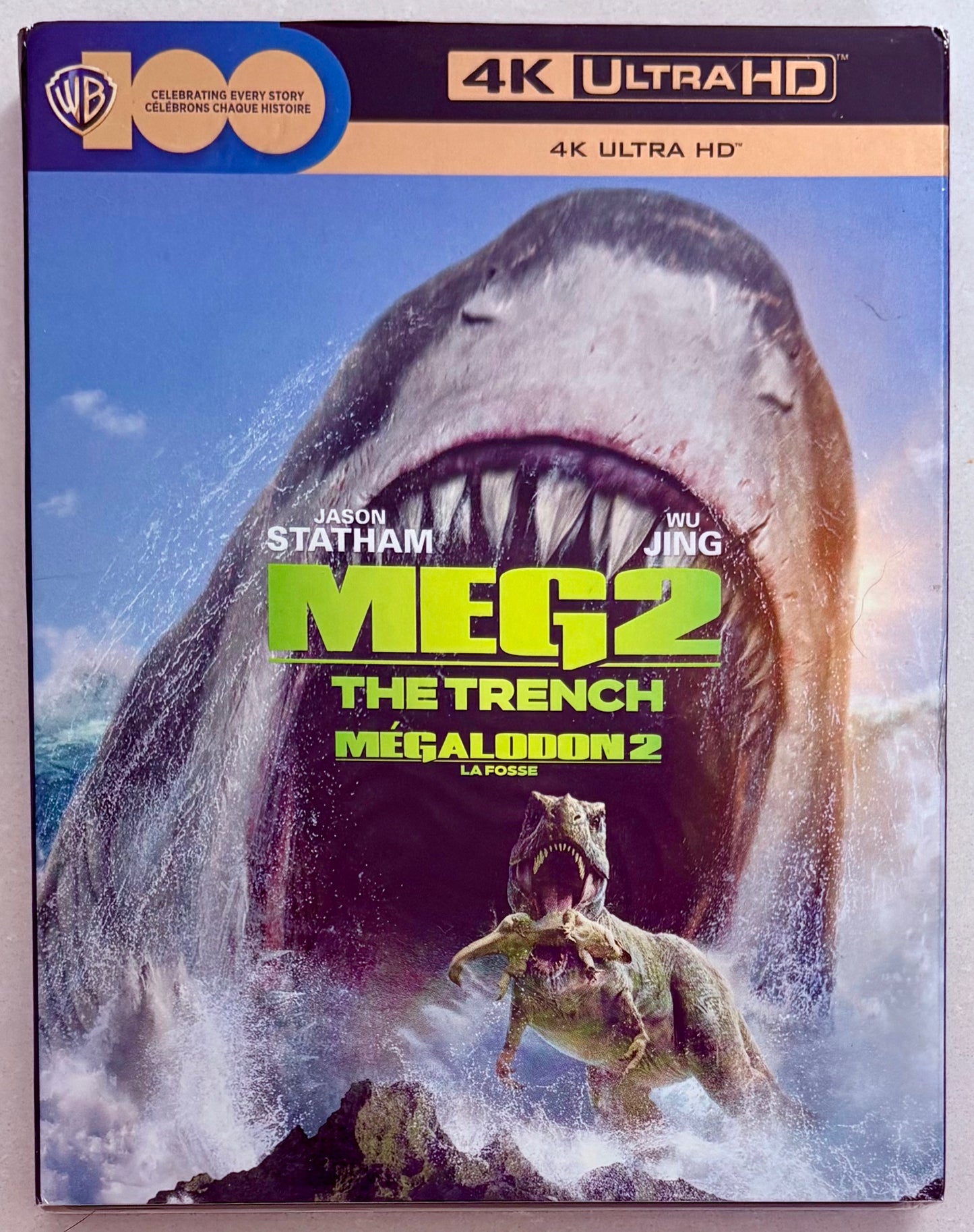 Meg 2 The Trench (4K-UHD, 2023) w/ Slipcover Sci-Fi/Horror Jason Statham WB En/Fr/Sp