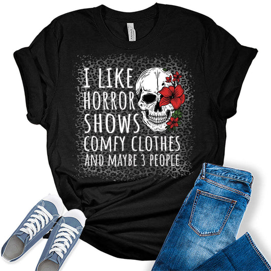 Women's Printed Horror Show And Comfortable T-shirt Black