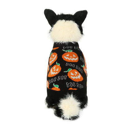 Suéter para perro con diseño de calabaza para Halloween