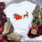 Christmas Movie Print Crew Neck T-shirt Women