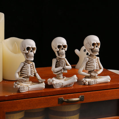 Decoración de calaveras para meditación de escritorio para Halloween