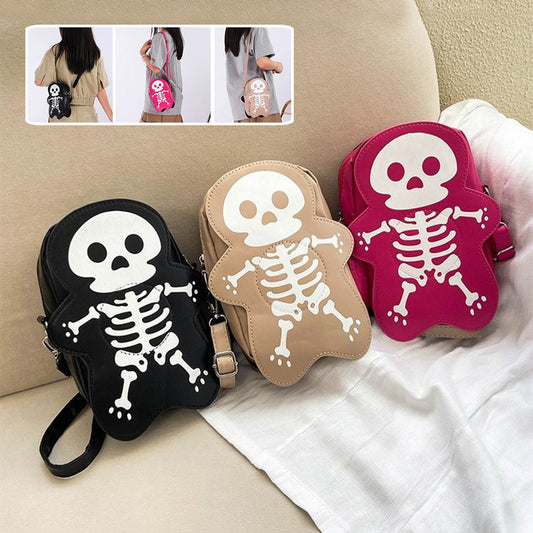 Bolso de hombro con diseño de calavera de Halloween para niñas, divertido y lindo bolso bandolera tipo mensajero para mujer, bolso pequeño para teléfono