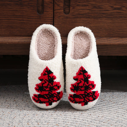 Ins New Christmas Tree Cotton Slippers Winter Warm Thickened Non-slip