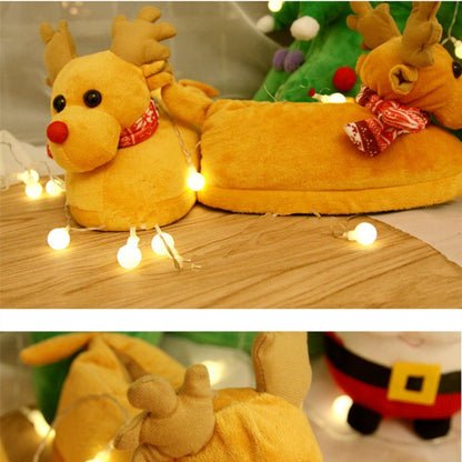 Cute Couple Christmas Elk Slippers