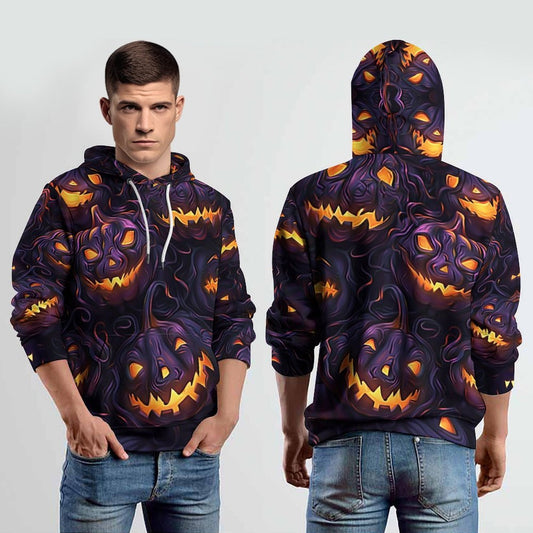 Suéter holgado con capucha para hombre con impresión digital 3D de Halloween