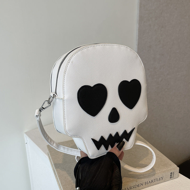 Cute Halloween Skull Small Shoulder Bags With Love Eyes Fashion Personality Crossbody Bag For Girls Women