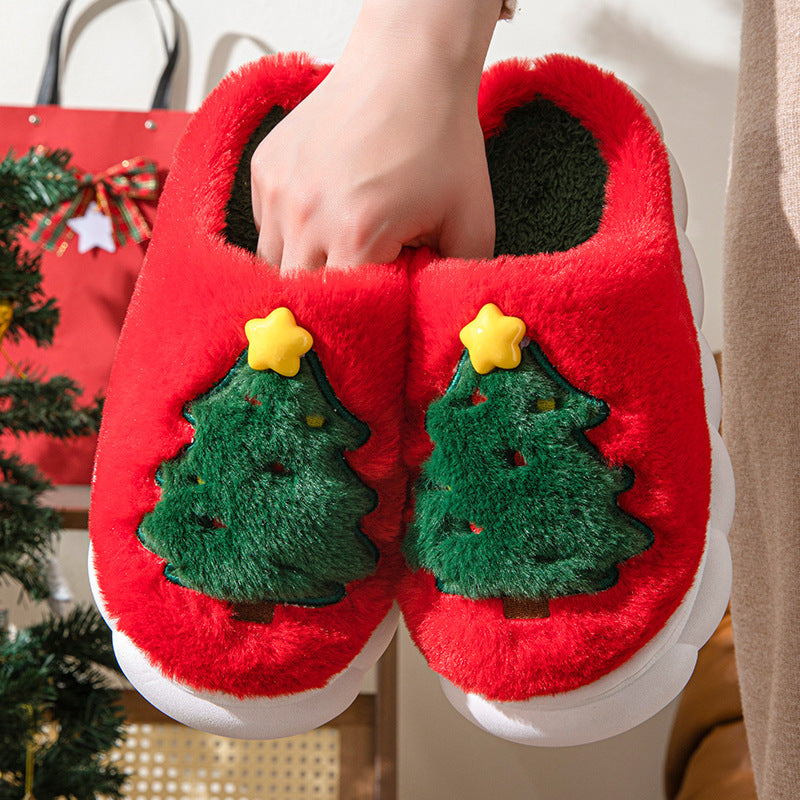 Zapatillas de estar por casa para mujer con diseño de árbol de Navidad