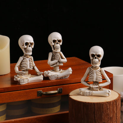 Decoración de calaveras para meditación de escritorio para Halloween