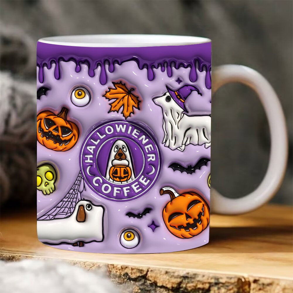 Halloween Pumpkin Ceramic Coffee Mug Dark Violet 350ml