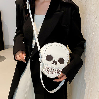 Bolso de hombro con diseño de calavera de Halloween para niñas, divertido y lindo bolso de mensajero con personalidad, bolsos cruzados creativos para mujeres