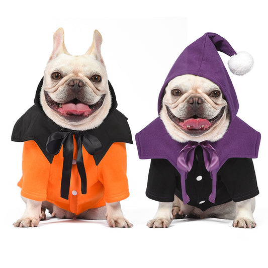 Halloween Pumpkin Funny Two-piece Sweater Shawl Dog Clothes