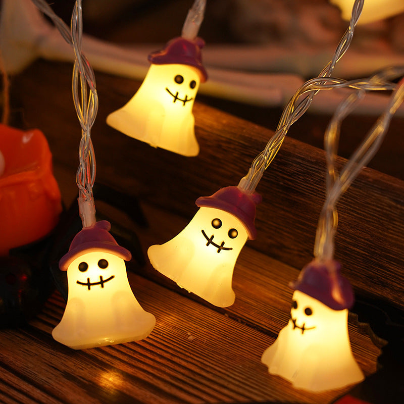 PVC Soft Material Halloween Lighting Chain Pumpkin Ghost Bat Modeling Lamp