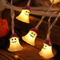 Cadena de luces de Halloween de PVC de material blando, lámpara de modelado de murciélago fantasma y calabaza