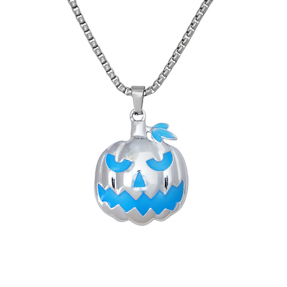 Halloween Ghost Festival Accessories Luminous Pumpkin Pendant Necklace