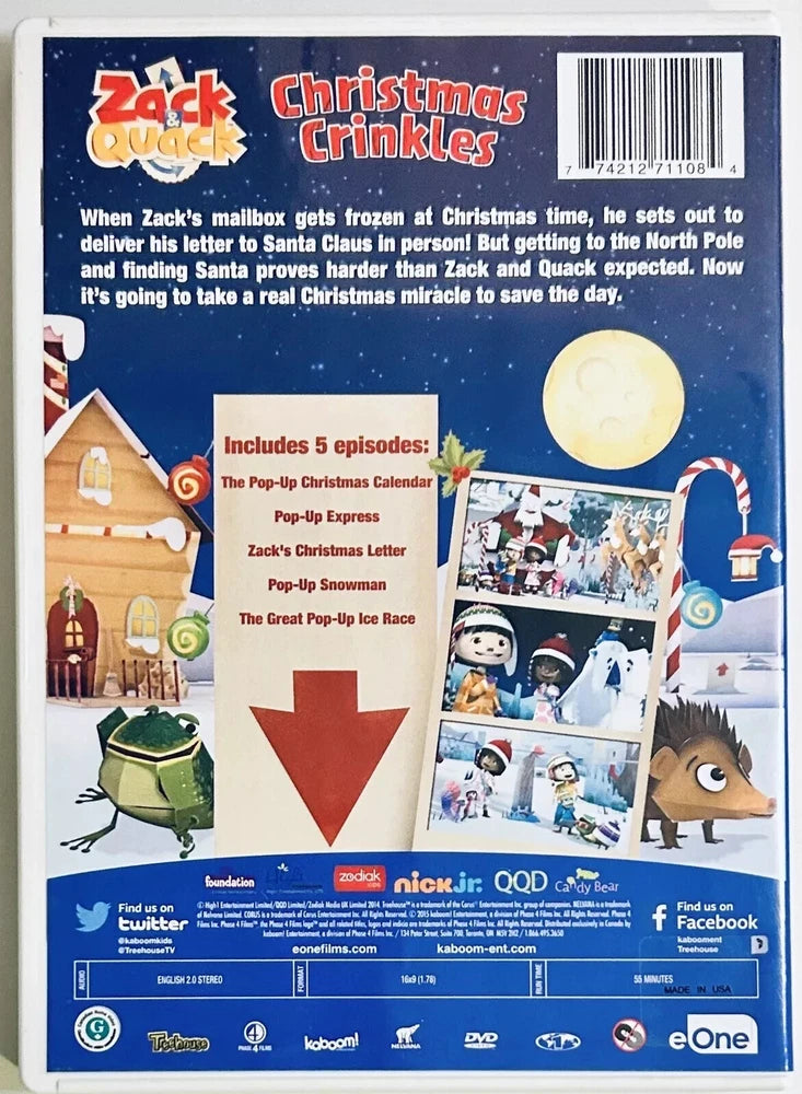 Zack & Quack: Christmas Crinkles (DVD, 2014) 5 Episodes Animation eOne *GR1 image 1