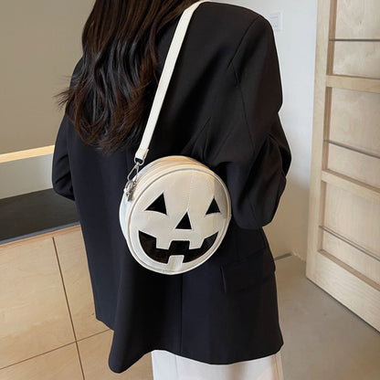 Halloween Pumpkin Small Round Bag Girls Funny Cute Shoulder Bag Personality Creative Messenger Crossbody Bags For Women