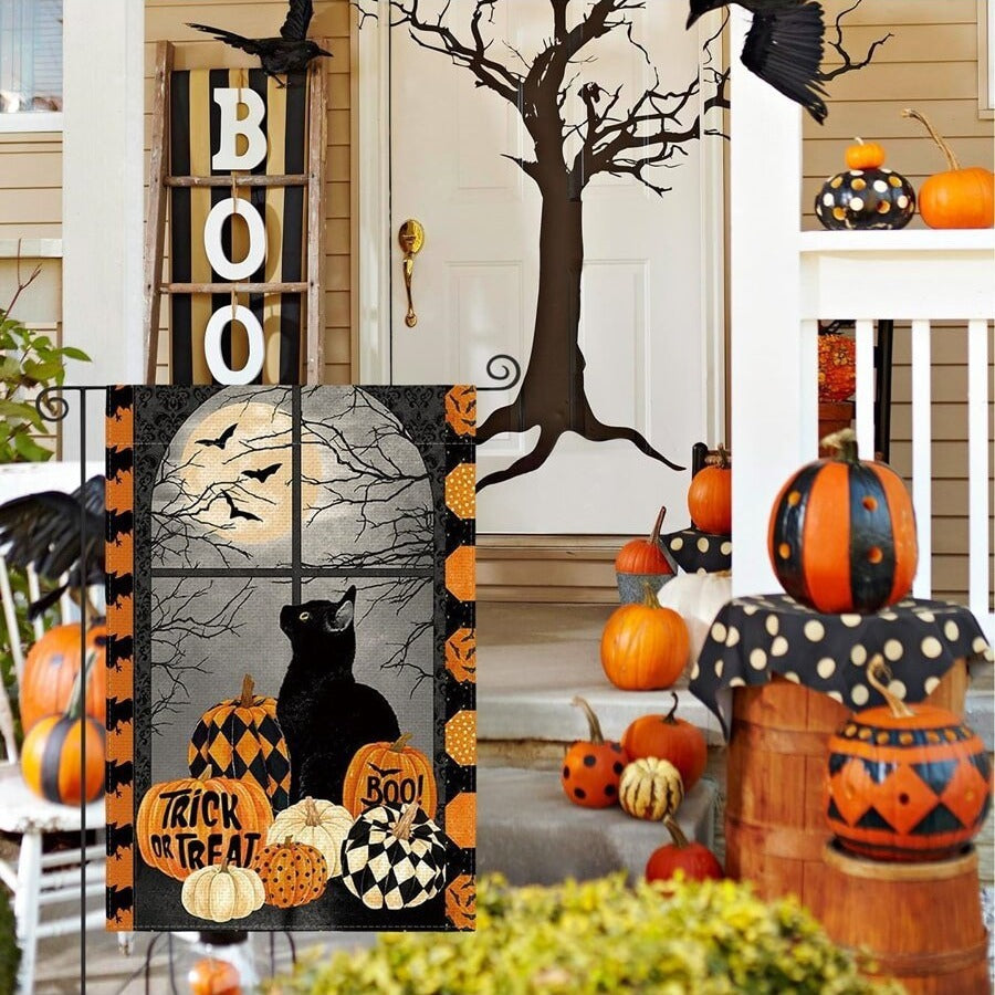 Halloween Cat Pumpkin Garden Banner Garden Decoration Flag