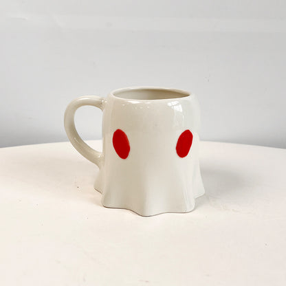 Creative Ghost Ceramic Mug Halloween Beige red eyes