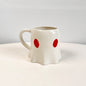 Creative Ghost Ceramic Mug Halloween Beige red eyes