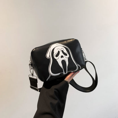 Bolso pequeño cuadrado con estampado de Halloween, divertido bolso de hombro con diseño de calavera, calabaza, murciélago, telaraña, bolso cruzado moderno y con personalidad