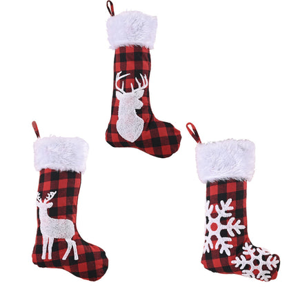 Christmas Festival Decoration Supplies Red And Black Plaid Christmas Stockings Pendant