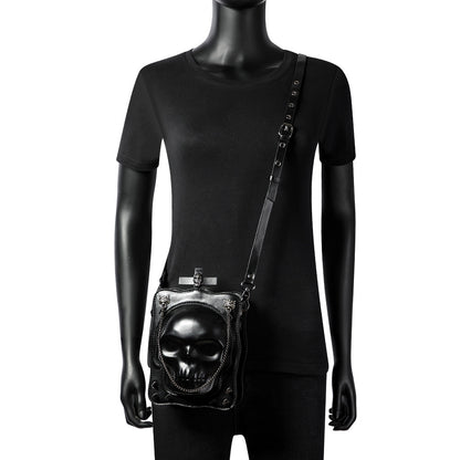 Bolso de hombro con calavera de Halloween, bolso cruzado gótico oscuro para mujer, mini bolso de mensajero cuadrado con personalidad