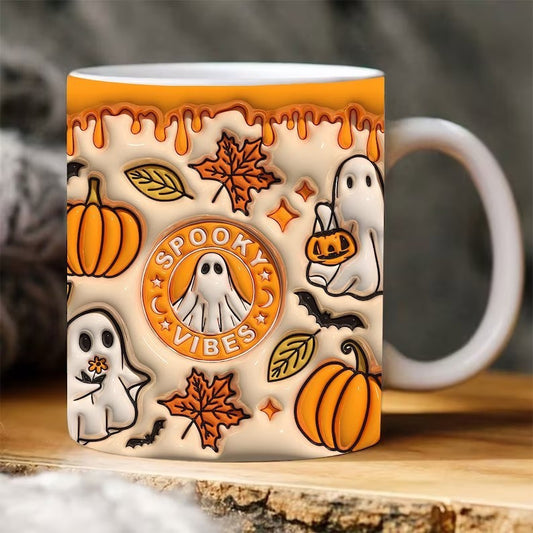 Halloween Pumpkin Ceramic Coffee Mug Orange 350ml