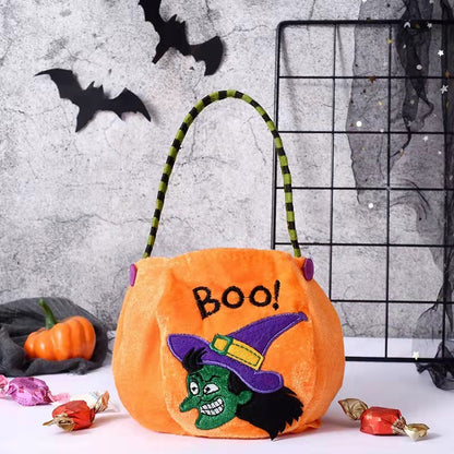 Bolso tejido con dibujos de dulces de Halloween