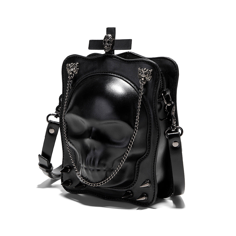 Bolso de hombro con calavera de Halloween, bolso cruzado gótico oscuro para mujer, mini bolso de mensajero cuadrado con personalidad