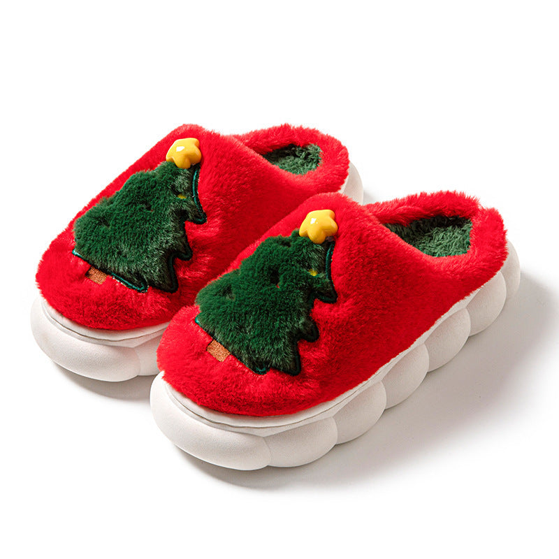 Zapatillas de estar por casa para mujer con diseño de árbol de Navidad