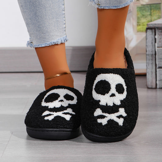 Pantuflas de algodón con calaveras para Halloween, cómodas y para estar en casa