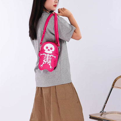 Bolso de hombro con diseño de calavera de Halloween para niñas, divertido y lindo bolso bandolera tipo mensajero para mujer, bolso pequeño para teléfono